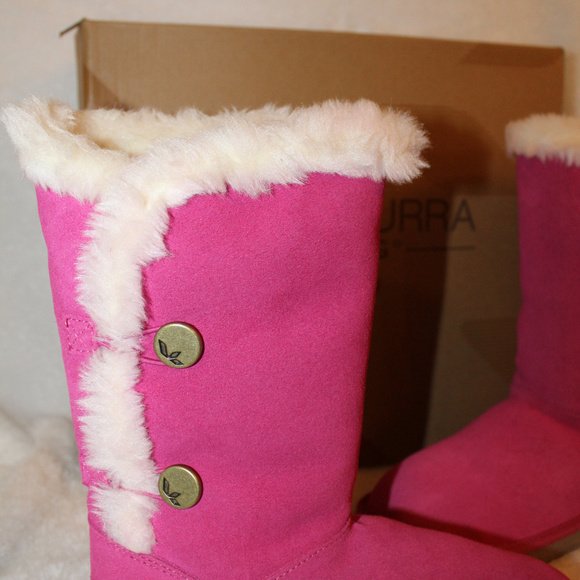 UGG KOOLABURRA KENSLEI SUEDE‎ FUR BOOTS NEW! PINK - Picture 2 of 7